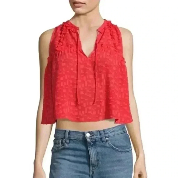 IRO Red Orange Ragnhild Textured Swing Tank Blouse - Picture 1 of 7